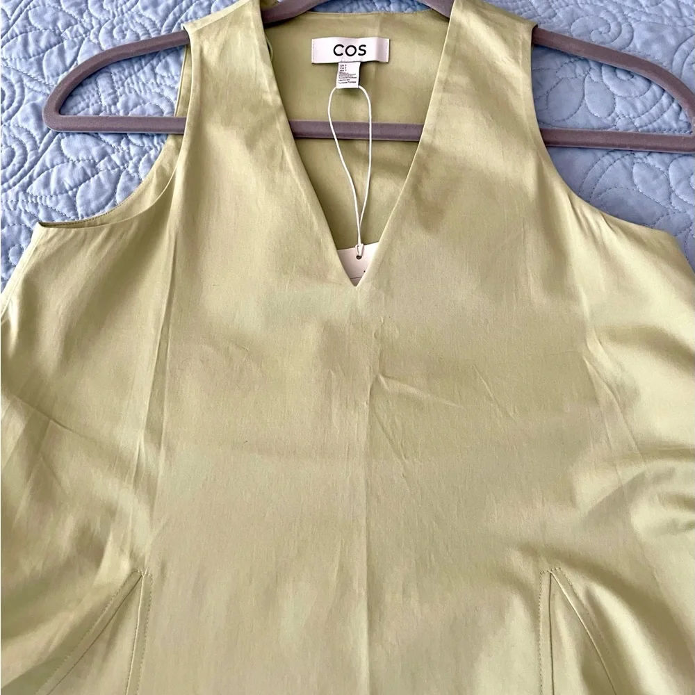 COS women’s pale lime green cotton swing dress. Size 2. NWT. - Picture 7 of 11
